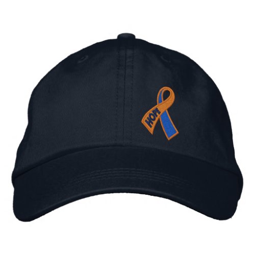 Orange Blue Hope Ribbon Awareness Embroidered Baseball Hat