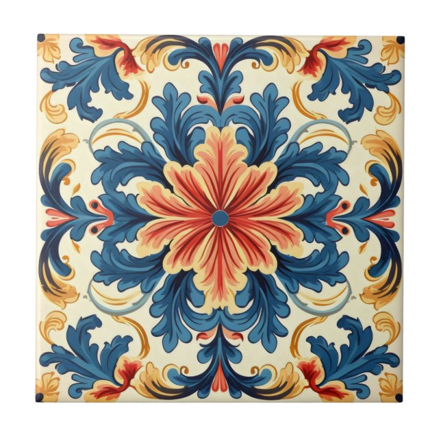 Orange Blue Italian Tile (Front)