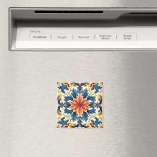 Orange Blue Italian Tile Magnet