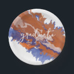 Orange & Blue Marble Graduation Paper Plates<br><div class="desc">Modern orange and blue marble slab in a vibrantly colorful way to celebrate. This hand-painted marble adds a fabulous dose of color for your party and paper plates. All of text can be edited so you can use for a graduation party or any party where the scheme is for anyone...</div>