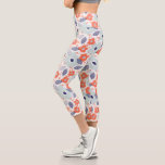 Orange &amp; Blue Modern Flower Pattern Capri Leggings
