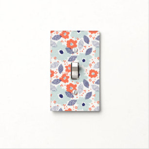 Orange & Blue Modern Flower Pattern Light Switch Cover