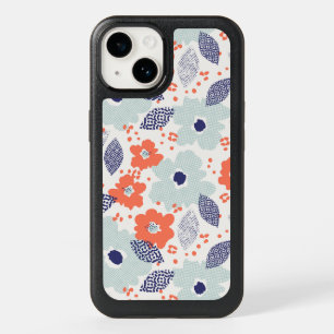 Orange & Blue Modern Flower Pattern OtterBox iPhone 14 Case