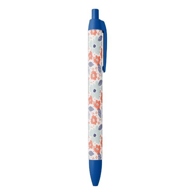 Orange & Blue Modern Flower Pattern Pen (Bottom (Vertical))