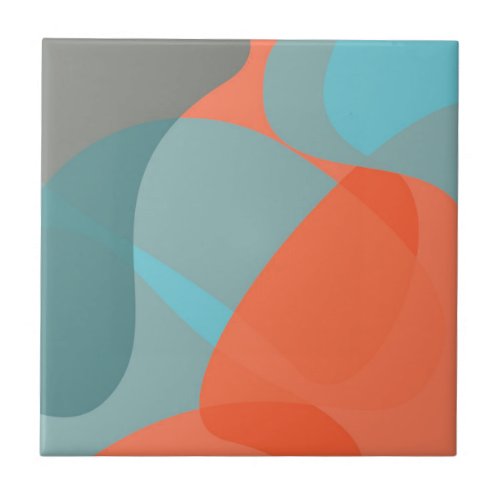 Orange blue modern trendy wavy organic shapes ceramic tile