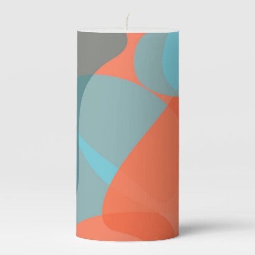 Orange blue modern trendy wavy organic shapes pillar candle