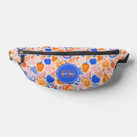 Orange Blue Monogram Fruits Vegetables