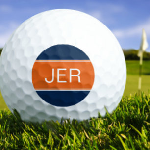 Orange & Blue Monogram Initial Personalized Golfer Golf Balls