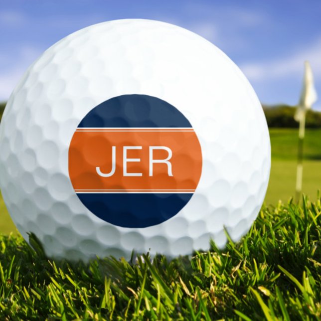 Orange & Blue Monogram Initial Personalized Golfer Golf Balls (Orange & Blue Monogram Initial Personalized Golfer Golf Balls)