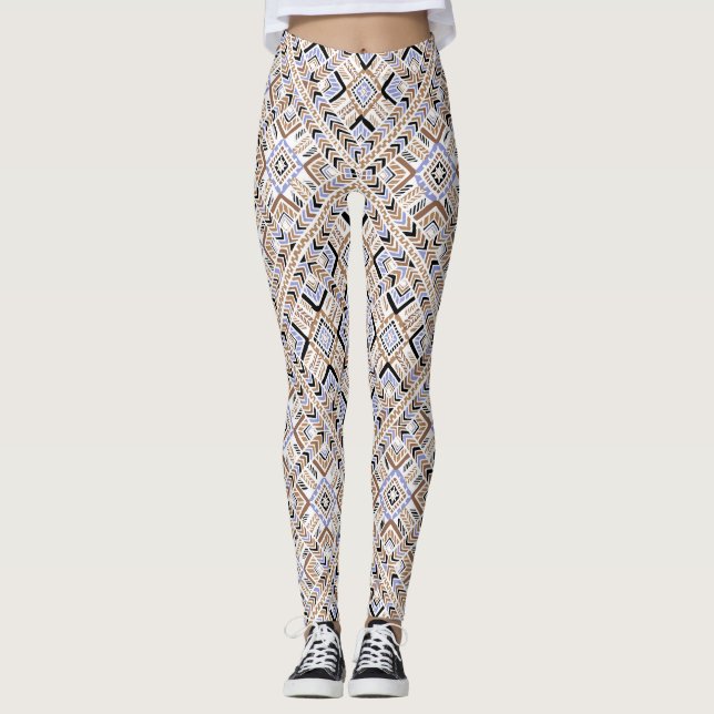 Orange/Blue Multi Pattern Women's Leggings (Front)