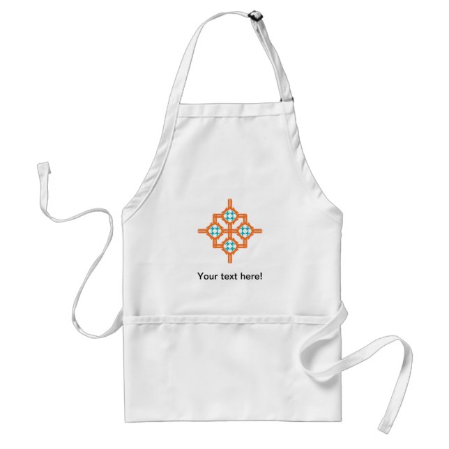 Orange blue ornament adult apron (Front)