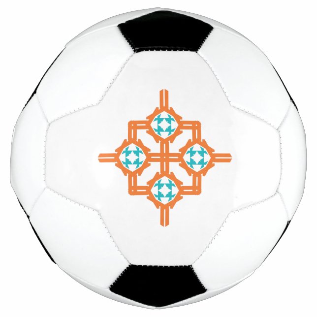 Orange blue ornament soccer ball (Front)