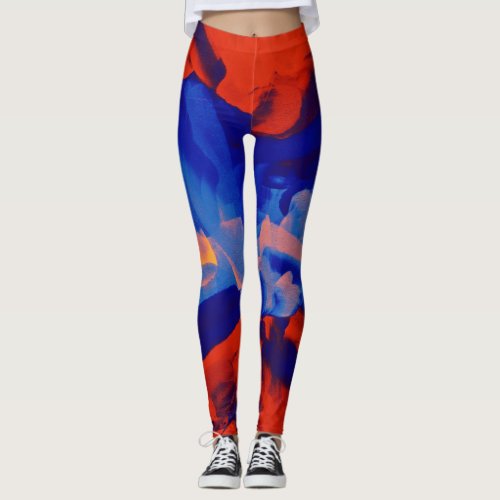 Orange Blue Paint Splatter Leggings