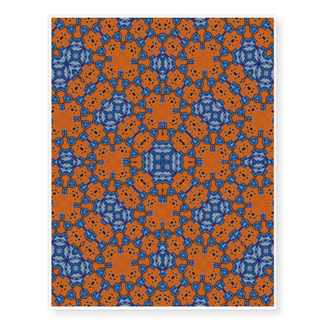 Orange Blue pattern Temporary Tattoos (Front)