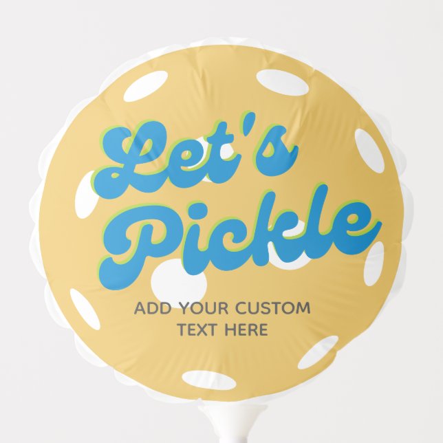 Orange Blue Pickleball Let's Pickle Personalized Balloon (Front)