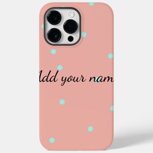 Orange blue polka dots abstract add name text t Case_Mate iPhone 14 pro max case