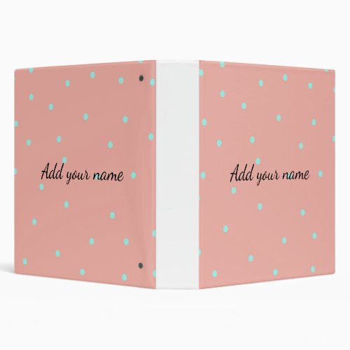 Orange blue polka dots abstract add name text t th 3 ring binder