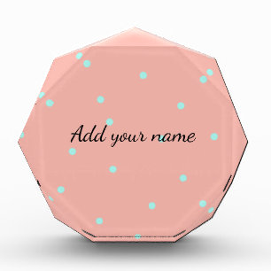 Orange blue polka dots abstract add name text t th acrylic award