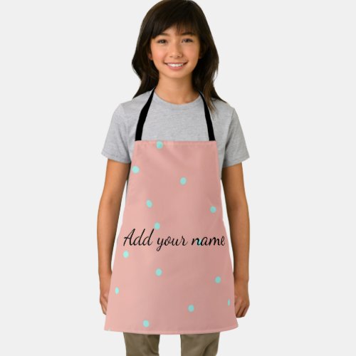 Orange blue polka dots abstract add name text t th apron