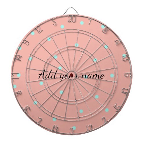 Orange blue polka dots abstract add name text t th dart board