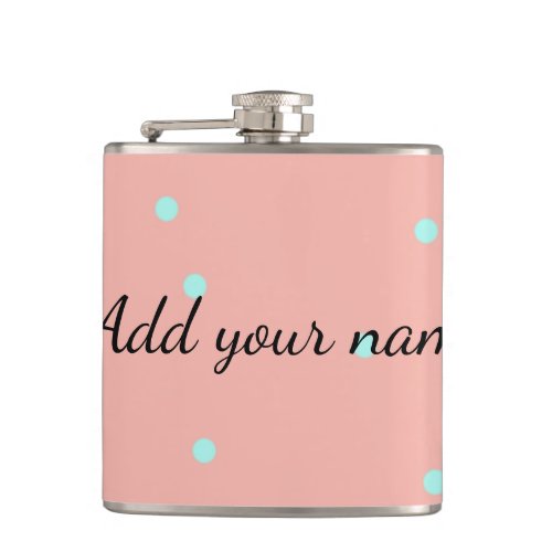 Orange blue polka dots abstract add name text t th flask