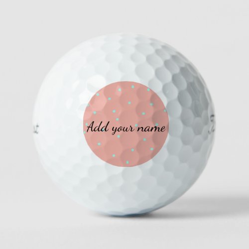 Orange blue polka dots abstract add name text t th golf balls