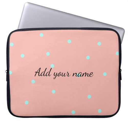 Orange blue polka dots abstract add name text t th laptop sleeve
