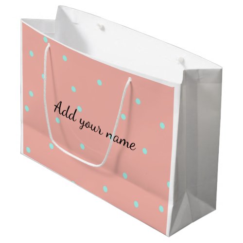 Orange blue polka dots abstract add name text t th large gift bag
