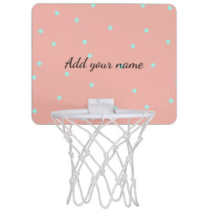 Orange blue polka dots abstract add name text t th mini basketball hoop