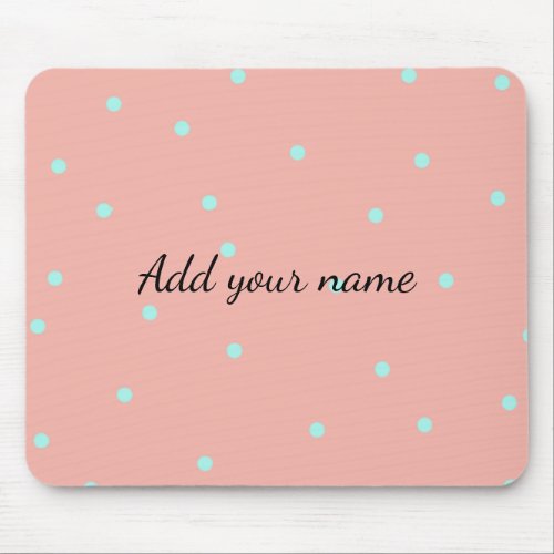Orange blue polka dots abstract add name text t th mouse pad