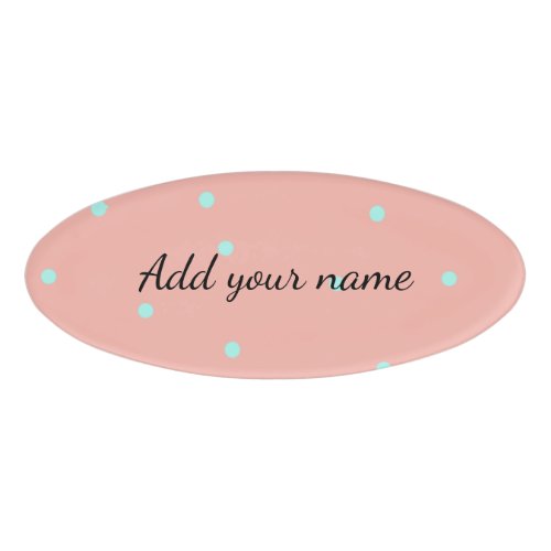 Orange blue polka dots abstract add name text t th name tag