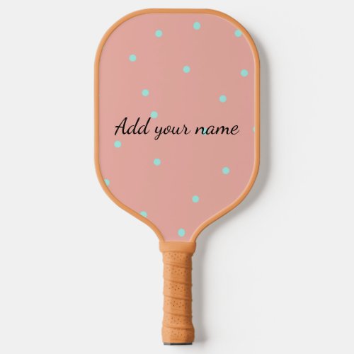 Orange blue polka dots abstract add name text t th pickleball paddle