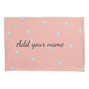 Orange blue polka dots abstract add name text t th pillow case