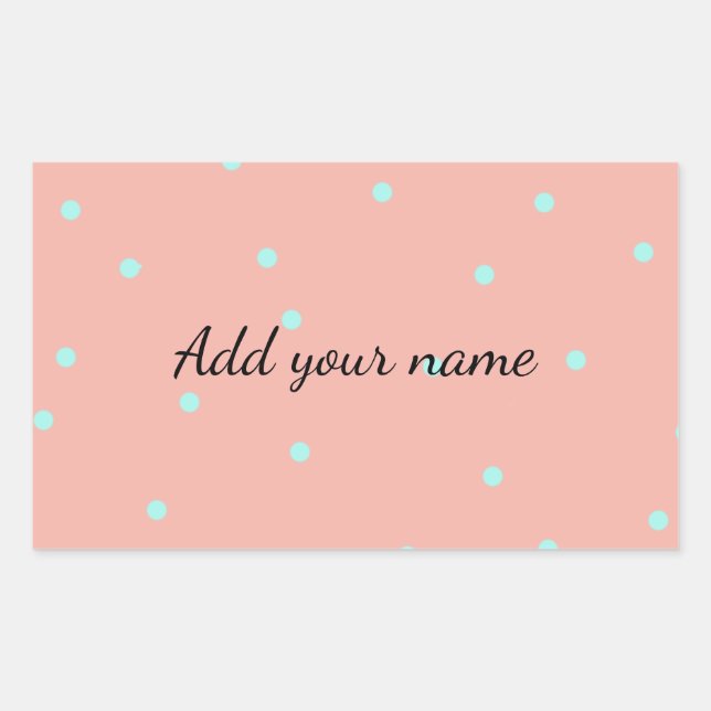 Orange blue polka dots abstract add name text t th rectangular sticker (Front)