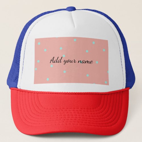 Orange blue polka dots abstract add name text t th trucker hat