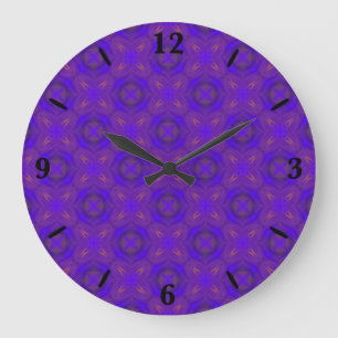 Orange Blue Purple Abstract Lattice Pattern Large Clock
