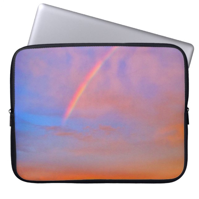 Orange Blue Rainbow Sunset Photo Beautiful Modern Laptop Sleeve (Front)