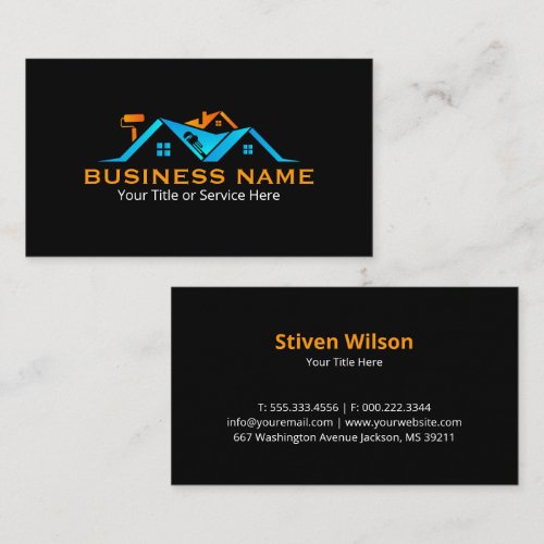 Orange & Blue Roofing Remodeling Handyman Business Card