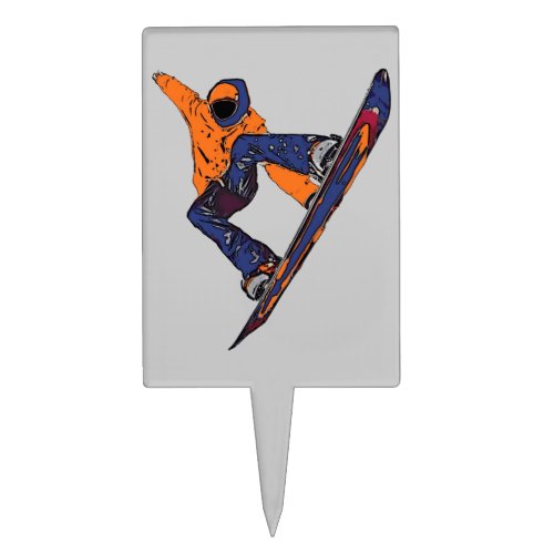 Orange blue rush snowboarder cake toppers