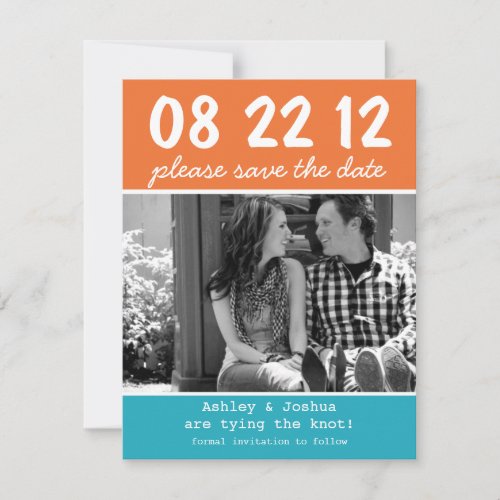 Orange &amp; Blue Save The Date Announcements