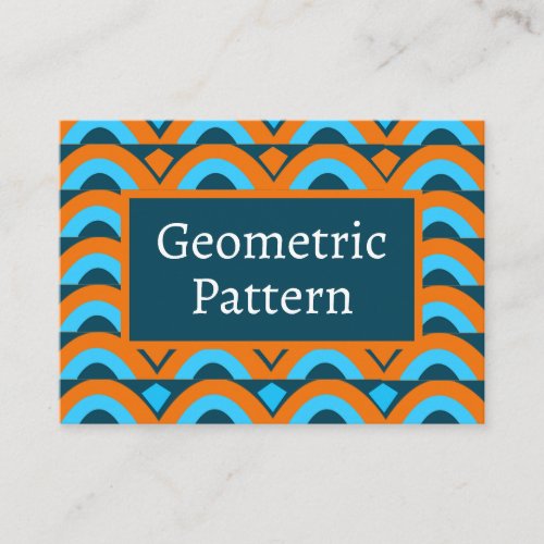 Orange Blue Semi Circle Diamond Geometric Pattern Business Card