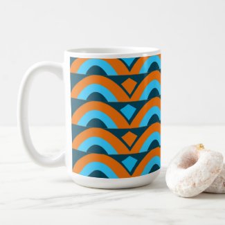Orange Blue Semi Circle Diamond Geometric Pattern