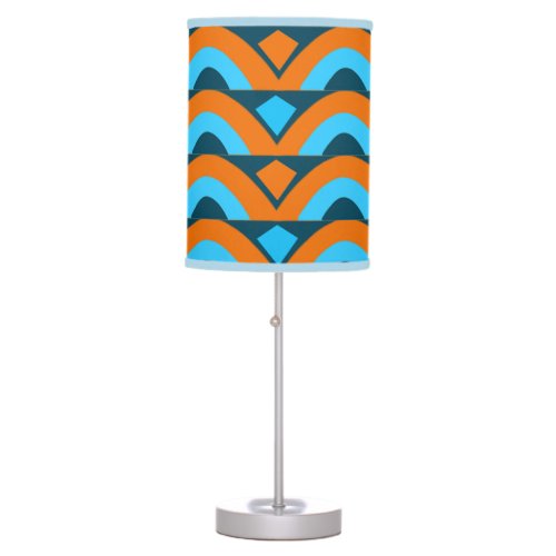 Orange Blue Semi Circle Diamond Geometric Pattern Table Lamp