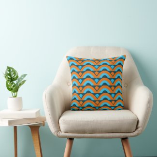 Orange Blue Semi Circle Diamond Geometric Pattern