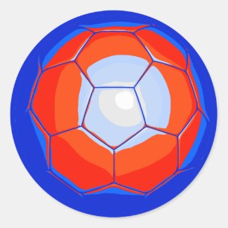 Orange Blue Soccer Ball Classic Round Sticker