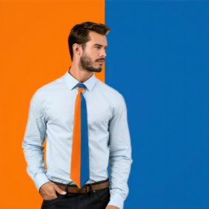 Orange & Blue Split Color Design Neck Tie