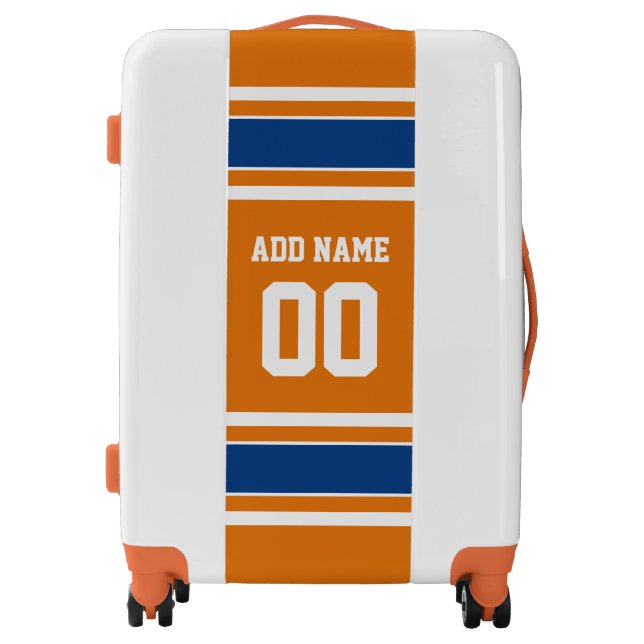 Orange Blue Sports Jersey Custom Name Number Luggage (Front)