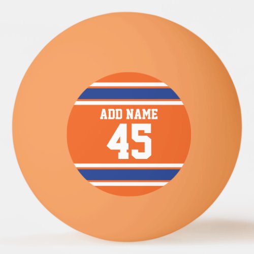 Orange Blue Sports Jersey with Name and Number Ping_Pong Ball