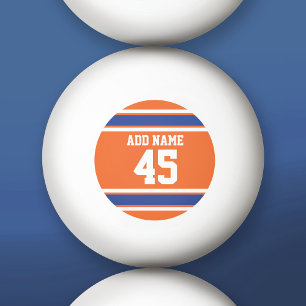 Orange Blue Sports Jersey with Name and Number Ping-Pong Ball