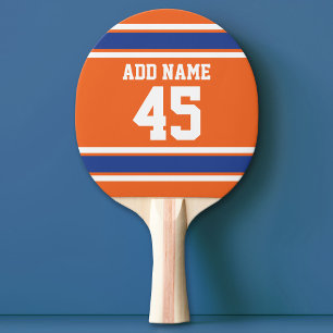 Orange Blue Sports Jersey with Name and Number Ping-Pong Paddle